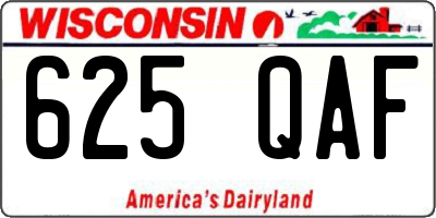 WI license plate 625QAF