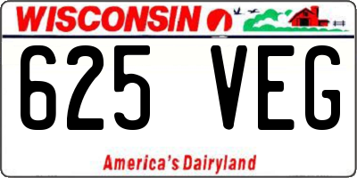 WI license plate 625VEG