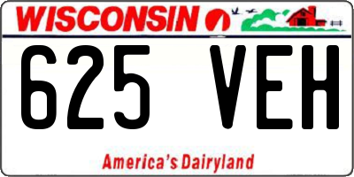 WI license plate 625VEH