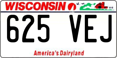 WI license plate 625VEJ