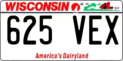 WI license plate 625VEX