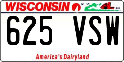 WI license plate 625VSW