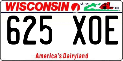 WI license plate 625XOE