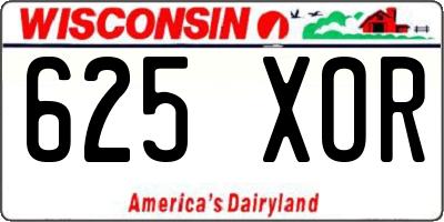 WI license plate 625XOR