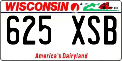 WI license plate 625XSB
