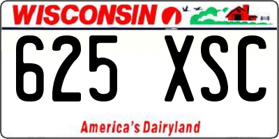 WI license plate 625XSC