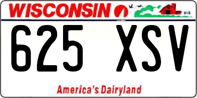 WI license plate 625XSV