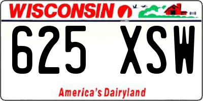 WI license plate 625XSW