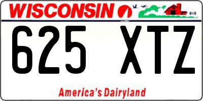 WI license plate 625XTZ