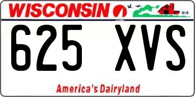 WI license plate 625XVS