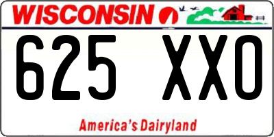 WI license plate 625XXO
