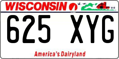 WI license plate 625XYG