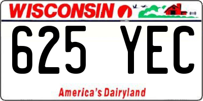 WI license plate 625YEC