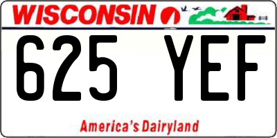 WI license plate 625YEF