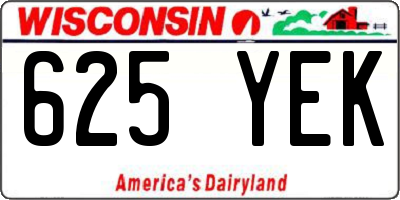 WI license plate 625YEK