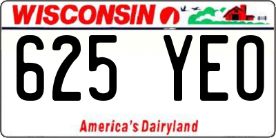 WI license plate 625YEO