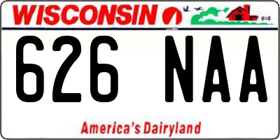 WI license plate 626NAA