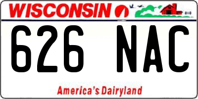 WI license plate 626NAC