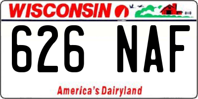 WI license plate 626NAF