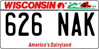 WI license plate 626NAK