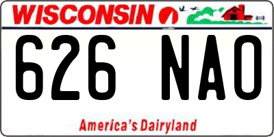 WI license plate 626NAO