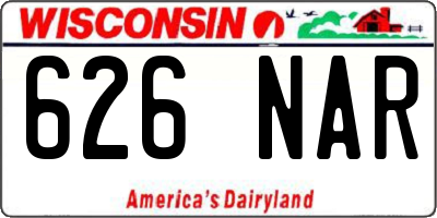 WI license plate 626NAR