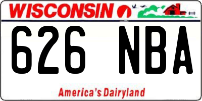 WI license plate 626NBA