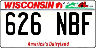 WI license plate 626NBF
