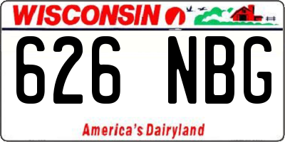 WI license plate 626NBG