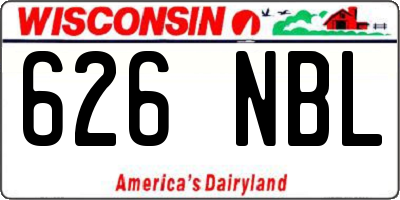 WI license plate 626NBL
