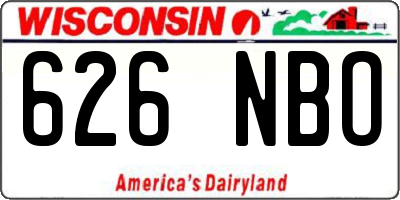 WI license plate 626NBO