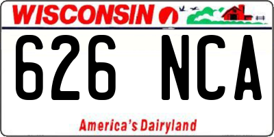 WI license plate 626NCA