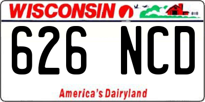 WI license plate 626NCD