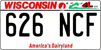 WI license plate 626NCF