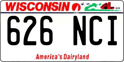 WI license plate 626NCI