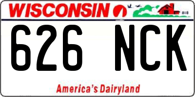 WI license plate 626NCK