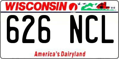 WI license plate 626NCL