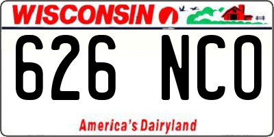 WI license plate 626NCO