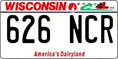 WI license plate 626NCR