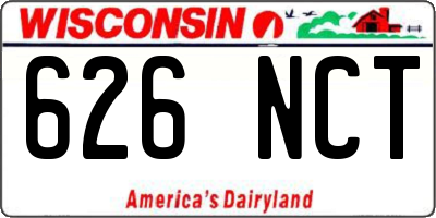 WI license plate 626NCT