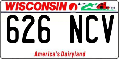 WI license plate 626NCV
