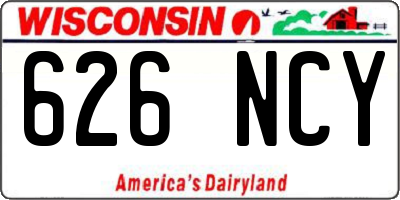 WI license plate 626NCY