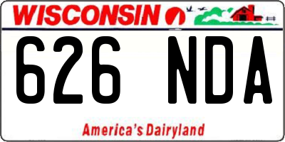 WI license plate 626NDA