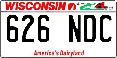 WI license plate 626NDC