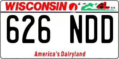 WI license plate 626NDD