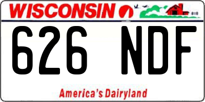 WI license plate 626NDF