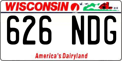 WI license plate 626NDG