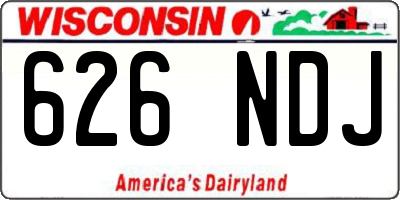 WI license plate 626NDJ