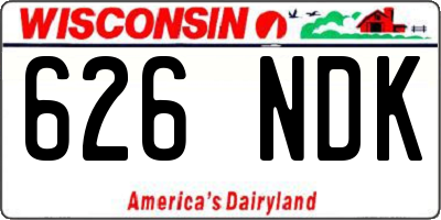 WI license plate 626NDK