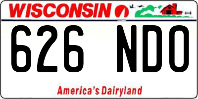 WI license plate 626NDO